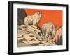 Woodcut of Mountain Goats-null-Framed Art Print