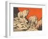 Woodcut of Mountain Goats-null-Framed Art Print