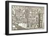 Woodcut of Old Print Shop-null-Framed Art Print