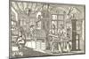 Woodcut of Old Print Shop-null-Mounted Art Print