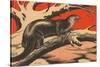 Woodcut of Otter-null-Stretched Canvas