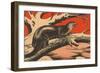 Woodcut of Otter-null-Framed Art Print