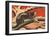 Woodcut of Otter-null-Framed Art Print