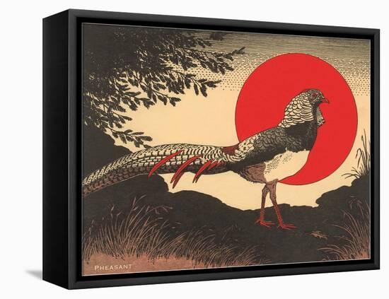 Woodcut of Pheasant-null-Framed Stretched Canvas