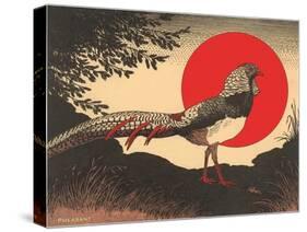 Woodcut of Pheasant-null-Stretched Canvas
