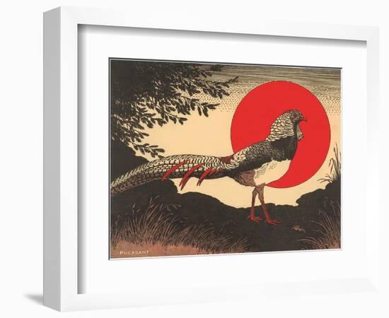 Woodcut of Pheasant-null-Framed Art Print