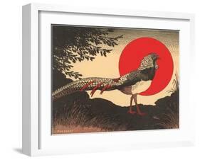 Woodcut of Pheasant-null-Framed Art Print