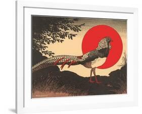 Woodcut of Pheasant-null-Framed Art Print