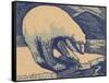 Woodcut of Polar Bear-null-Framed Stretched Canvas