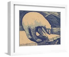 Woodcut of Polar Bear-null-Framed Art Print