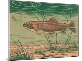 Woodcut of Rainbow Trout-null-Mounted Art Print