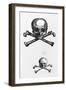 Woodcut of Skull and Crossbones-null-Framed Giclee Print