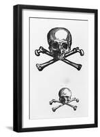 Woodcut of Skull and Crossbones-null-Framed Giclee Print