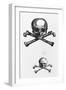 Woodcut of Skull and Crossbones-null-Framed Giclee Print