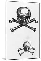 Woodcut of Skull and Crossbones-null-Mounted Giclee Print