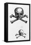 Woodcut of Skull and Crossbones-null-Framed Stretched Canvas