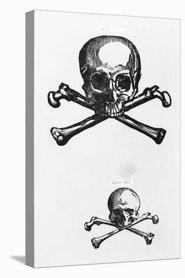 Woodcut of Skull and Crossbones-null-Stretched Canvas