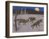 Woodcut of Timber Wolves-null-Framed Art Print