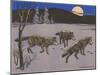 Woodcut of Timber Wolves-null-Mounted Art Print