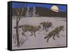 Woodcut of Timber Wolves-null-Framed Stretched Canvas