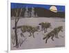 Woodcut of Timber Wolves-null-Framed Art Print