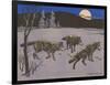 Woodcut of Timber Wolves-null-Framed Art Print