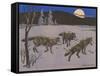 Woodcut of Timber Wolves-null-Framed Stretched Canvas