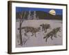 Woodcut of Timber Wolves-null-Framed Art Print