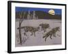 Woodcut of Timber Wolves-null-Framed Art Print