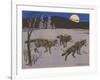 Woodcut of Timber Wolves-null-Framed Art Print