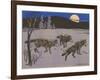 Woodcut of Timber Wolves-null-Framed Art Print