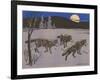 Woodcut of Timber Wolves-null-Framed Art Print