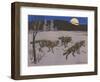 Woodcut of Timber Wolves-null-Framed Art Print