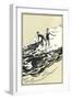 Woodcut of Two Surfers-null-Framed Art Print