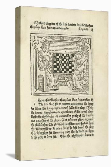 Woodcut Print of a King and Prelate Playing Chess-null-Stretched Canvas