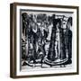 'Woodcut showing Geuder's 'Iron Maiden' in a torture chamber Setting', c1870-Unknown-Framed Premium Giclee Print