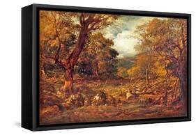 Woodcutters in a Forest Valley, 1850 (Oil on Canvas)-John Linnell-Framed Stretched Canvas