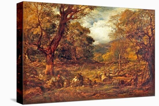 Woodcutters in a Forest Valley, 1850 (Oil on Canvas)-John Linnell-Stretched Canvas