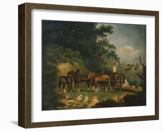 Woodcutters with their Cart Resting in a Woodland Glade-Francis Wheatley-Framed Giclee Print