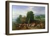 Wooded Coastal Landscape with Many Peasants and Travellers at a Landing Stage, a Village Beyond-Theobald Michau-Framed Giclee Print