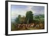 Wooded Coastal Landscape with Many Peasants and Travellers at a Landing Stage, a Village Beyond-Theobald Michau-Framed Giclee Print