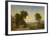 Wooded Country Landscape with Figures in a Cart, C.1855 (Oil on Canvas)-Alfred Vickers-Framed Giclee Print