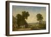 Wooded Country Landscape with Figures in a Cart, C.1855 (Oil on Canvas)-Alfred Vickers-Framed Giclee Print