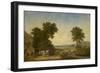 Wooded Country Landscape with Figures in a Cart, C.1855 (Oil on Canvas)-Alfred Vickers-Framed Giclee Print