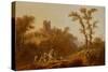 Wooded Hilly Landscape with Peasants-Jean Baptiste Pillement-Stretched Canvas