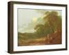 Wooded Landscape with a Man Talking to Two Seated Women-Thomas Gainsborough-Framed Giclee Print