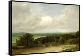 Wooded Landscape with a Ploughman-John Constable-Framed Stretched Canvas