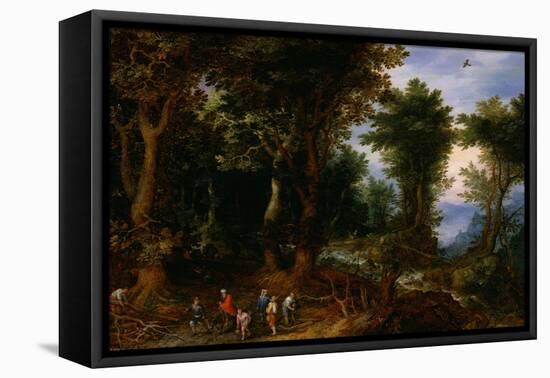 Wooded Landscape with Abraham and Isaac, 1599-Jan Brueghel the Elder-Framed Stretched Canvas