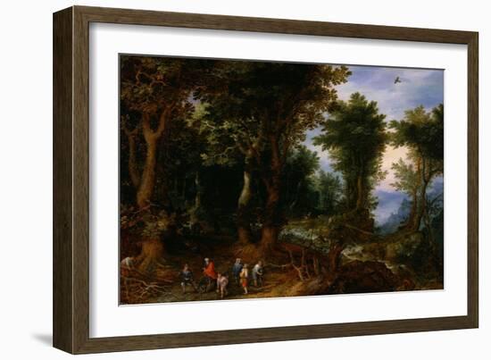 Wooded Landscape with Abraham and Isaac, 1599-Jan Brueghel the Elder-Framed Giclee Print