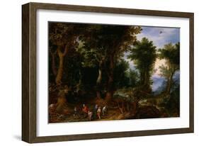 Wooded Landscape with Abraham and Isaac, 1599-Jan Brueghel the Elder-Framed Giclee Print